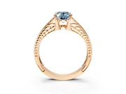 Split Shank Engagement Ring Setting for Fancy Blue Oval Center with Pave Split Shank and Prong Head in Rose Gold