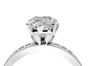 Milgrain Pave Engagement Ring Setting for Cushion Cut Center with Accent Band and Prong Head in Sterling Silver
