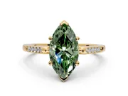 Solitaire Engagement Ring Setting for Fancy Green Marquise Center with Channel Accents and Prong Head in Yellow Gold