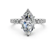 Solitaire Engagement Ring Setting for Marquise Center with Large Accents and Prong Head in Platinum