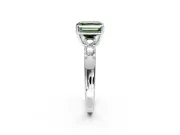 5 Stone Engagement Ring Setting for Fancy Green Asscher Cut Center with Plain Band and Prong Head in White Gold