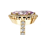 Halo Engagement Ring Setting for Fancy Pink Marquise Center with Inner Milgrain Border and Prong Head in Yellow Gold