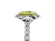 Floral Engagement Ring Setting for Fancy Yellow Radiant Cut Center with Pave Band and Floral Prong Head in Sterling Silver