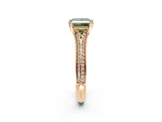 Solitaire Engagement Ring Setting for Fancy Green Princess Cut Center with Pave Rail Split Shank and Prong Head in Rose Gold