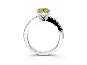 Solitaire Engagement Ring Setting for Fancy Yellow Round Cut Center with Single Row Accent Band and Prong Head in Sterling Silver