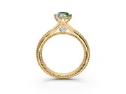Solitaire Engagement Ring Setting for Fancy Green Marquise Center with Milgrain Cathedral Band and Prong Head in Yellow Gold