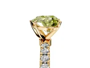 Open Basket Engagement Ring Setting for Fancy Yellow Heart-Shaped Center with Pave Band and Prong Head in Yellow Gold