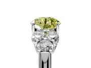 Cluster Engagement Ring Setting for Fancy Yellow Round Cut Center with Round Cut Accent Frame and Prong Head in Sterling Silver