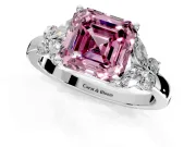 Solitaire Engagement Ring Setting for Fancy Pink Asscher Cut Center with Marquise Flower Shoulders and Prong Head in White Gold