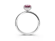 Hidden Halo Engagement Ring Setting for Fancy Pink Radiant Cut Center with Pave Band and Prong Head in White Gold