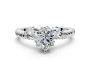 Rope Engagement Ring Setting for Heart-Shaped Center with Accent Shoulders and Prong Head in Platinum