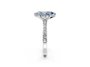 Solitaire Engagement Ring Setting for Fancy Blue Marquise Center with Round Cut Pave Band and Prong Head in Platinum
