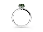 Solitaire Engagement Ring Setting for Fancy Green Round Cut Center with Large Accent Band and Prong Head in Sterling Silver