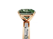 Solitaire Engagement Ring Setting for Fancy Green Radiant Cut Center with Channel Baguette Band and Prong Head in Rose Gold
