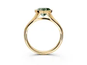 Solitaire Engagement Ring Setting for Fancy Green Heart-Shaped Center with V Split Shank and Bezel Head in Yellow Gold