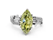 Solitaire Engagement Ring Setting for Fancy Yellow Marquise Center with Pave and Plain Crossover Band and Prong Head in Platinum