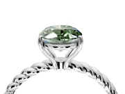 Solitaire Engagement Ring Setting for Fancy Green Oval Center with Plain Twisted Rope Band and Prong Head in Platinum