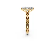 Solitaire Engagement Ring Setting for Marquise Center with XO Engraved Band and Prong Head in Yellow Gold