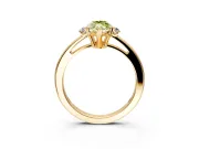 3 Stone Engagement Ring Setting for Fancy Yellow Marquise Center with Low-Set Round Cut Accents and Prong Head in Yellow Gold