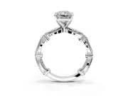 Solitaire Engagement Ring Setting for Radiant Cut Center with Marquise Panel Band and Prong Head in Platinum