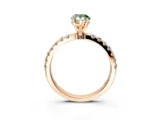 Open Basket Engagement Ring Setting for Fancy Green Pear-Shaped Center with Pave Band and Prong Head in Rose Gold