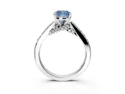 Solitaire Engagement Ring Setting for Fancy Blue Cushion Cut Center with Crossover Accents and Prong Head in Platinum