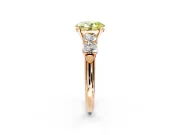 5 Stone Engagement Ring Setting for Fancy Yellow Oval Center with Graduated Accents and Prong Head in Rose Gold