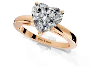 Solitaire Engagement Ring Setting for Heart-Shaped Center with Basket Rail and Prong Head in Rose Gold