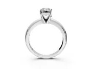 Solitaire Engagement Ring Setting for Emerald Cut Center with Wire Band and Prong Head in Sterling Silver