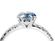 Solitaire Engagement Ring Setting for Fancy Blue Oval Center with Large Accents and Prong Head in Platinum
