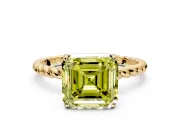 Solitaire Engagement Ring Setting for Fancy Yellow Asscher Cut Center with Plain Twisted Rope Band and Prong Head in Yellow Gold