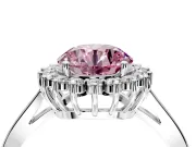Starburst Halo Engagement Ring Setting for Fancy Pink Round Cut Center with Flat Cathedral Band and Prong Head in Platinum