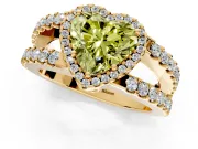 Halo Engagement Ring Setting for Fancy Yellow Heart-Shaped Center with Wide-Open Pave Split Shank and Prong Head in Yellow Gold