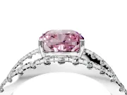 Solitaire Engagement Ring Setting for Fancy Pink Cushion Cut Center with Wide-Open Split Shank and Prong Head in Platinum