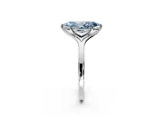 Solitaire Engagement Ring Setting for Fancy Blue Marquise Center with Plain Split Shank and Prong Head in Sterling Silver