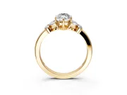 Solitaire Engagement Ring Setting for Marquise Center with Marquise Flower Shoulders and Prong Head in Yellow Gold