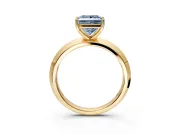 Solitaire Engagement Ring Setting for Fancy Blue Princess Cut Center with Wide Knife Ridge Band and Prong Head in Yellow Gold