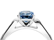 Solitaire Engagement Ring Setting for Fancy Blue Emerald Cut Center with Channel Accents and Prong Head in Sterling Silver