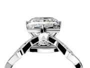 Solitaire Engagement Ring Setting for Princess Cut Center with Accented Twist Band and Leaf Prong Head in Sterling Silver