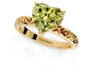 Solitaire Engagement Ring Setting for Fancy Yellow Heart-Shaped Center with Scrollwork Band and Prong Head in Yellow Gold