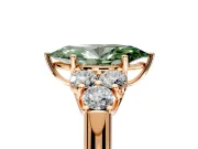 Cluster Engagement Ring Setting for Fancy Green Marquise Center with Round Cut Accent Frame and Prong Head in Rose Gold