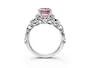 Solitaire Engagement Ring Setting for Fancy Pink Princess Cut Center with Filigree Band and Prong Head in Platinum