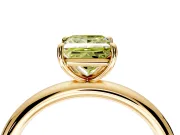 Low-Set Solitaire Engagement Ring Setting for Fancy Yellow Princess Cut Center with Thin Plain Band and Prong Head in Yellow Gold