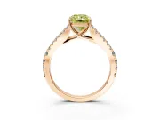 Solitaire Engagement Ring Setting for Fancy Yellow Radiant Cut Center with Pave Split Shank and Prong Head in Rose Gold