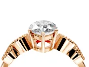Leaf Engagement Ring Setting for Marquise Center with Milgrain Accent Band and Prong Head in Rose Gold