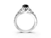 Solitaire Engagement Ring Setting for Fancy Black Pear-Shaped Center with Graduated Shared Prongs and Prong Head in White Gold