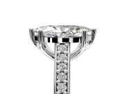 Solitaire Engagement Ring Setting for Marquise Center with Pave Cathedral Band and Prong Head in White Gold