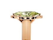 Halo Engagement Ring Setting for Fancy Yellow Marquise Center with Knife Ridge Cathedral Band and Prong Head in Rose Gold