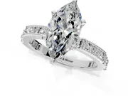 Solitaire Engagement Ring Setting for Marquise Center with Milgrain-Edged Pave Band and Prong Head in Sterling Silver