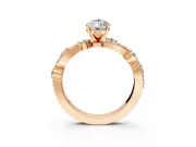Solitaire Engagement Ring Setting for Pear-Shaped Center with Bar-Station Pave Twist and Prong Head in Rose Gold